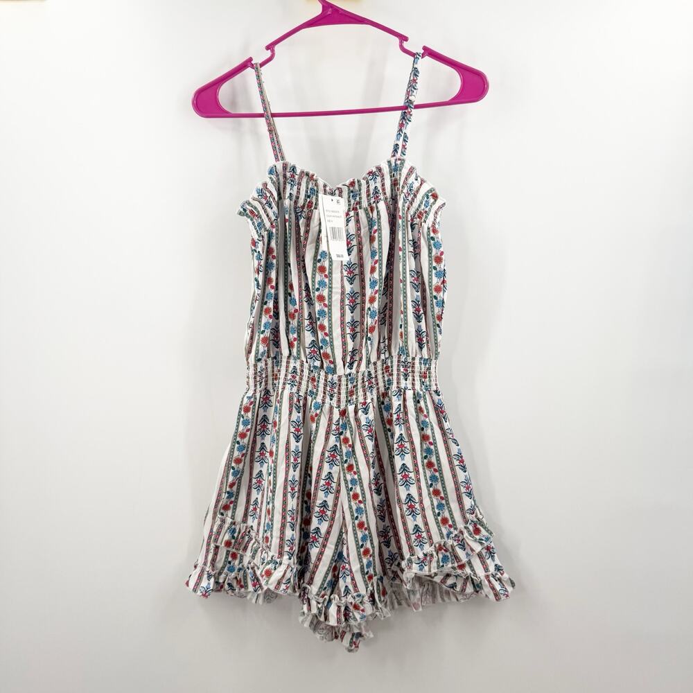 Jessica Simpson Coverup Romper SZ Medium NWT Stripe It Swim Beach Ruffle Boho